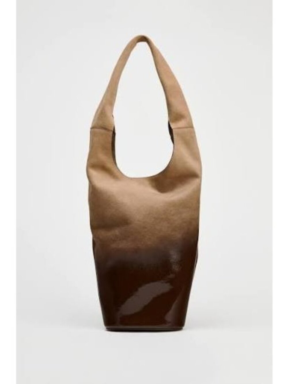 Zara Womens Leather Hobo Bag Sac Medium Brown Ombre 6130/410 NWT